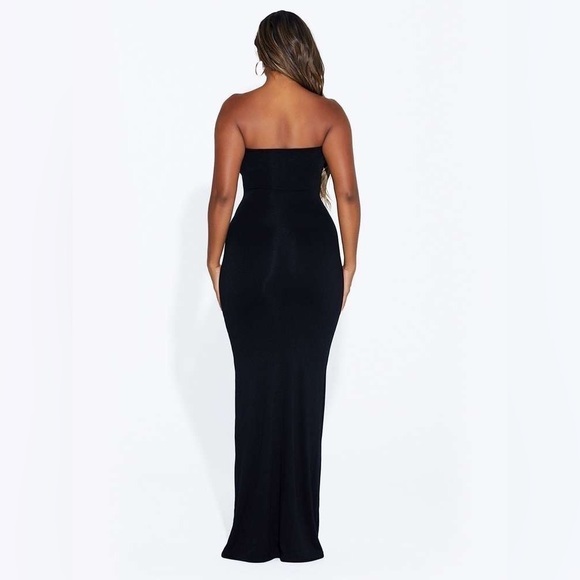 NEW NAKED WARDROBE BLACK 4 WAY STRETCH STRAPLESS FLOOR LENGTH MAXI DRESS - Picture 6 of 9